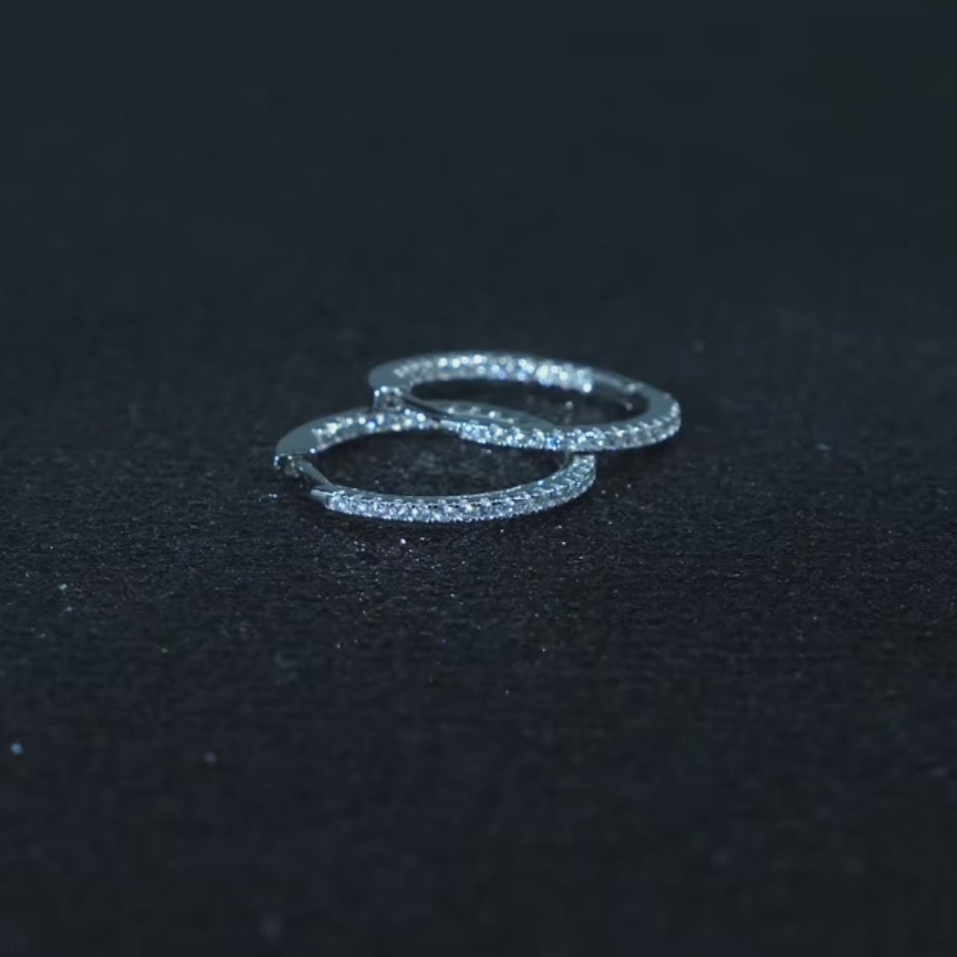 Classic Clear CZ Hoop Earrings – 925 Sterling Silver