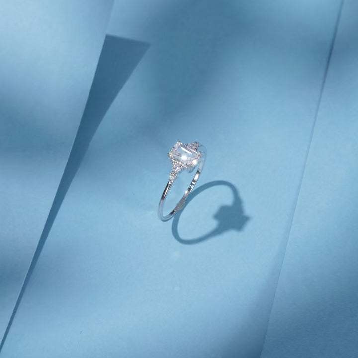 Elegant Rectangle CZ Finger Ring – 925 Sterling Silver