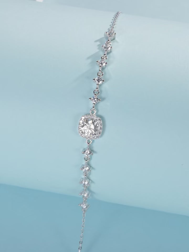 Luxury Moissanite Halo Bracelet – 0.8CT D Color 925 Sterling Silver