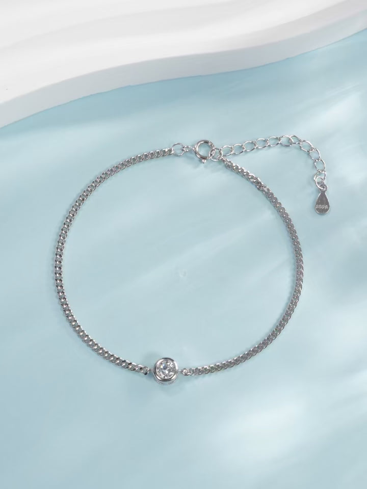 Minimal Bezel Moissanite Bracelet – 0.25CT 925 Sterling Silver