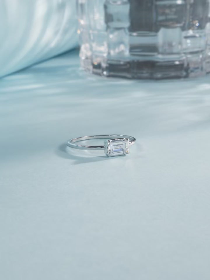 Elegant Rectangle CZ Ring – 925 Sterling Silver