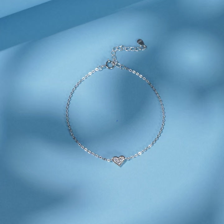Elegant Heart Crystal Bracelet – 925 Sterling Silver