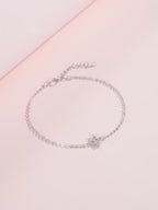 Elegant Four Leaf Clover CZ Bracelet – 925 Sterling Silver