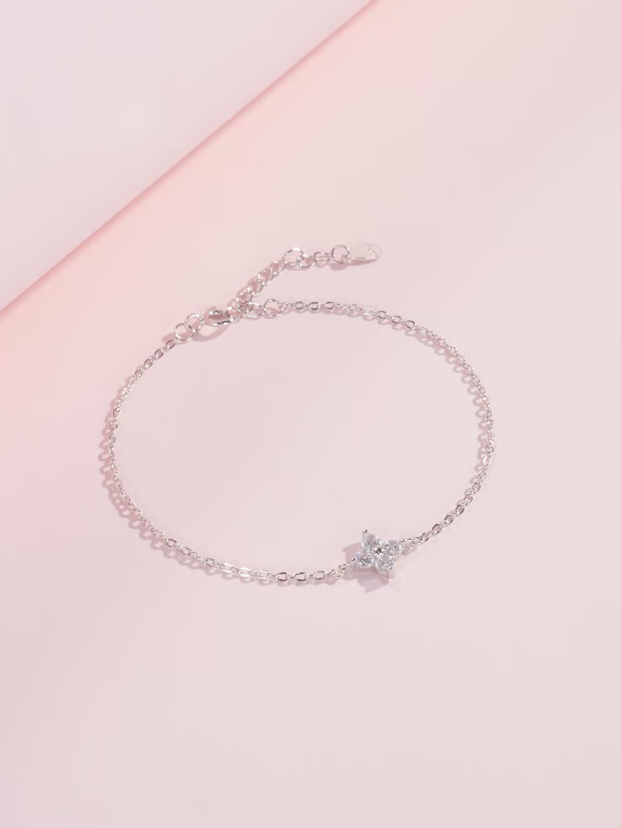 Elegant Four Leaf Clover CZ Bracelet – 925 Sterling Silver