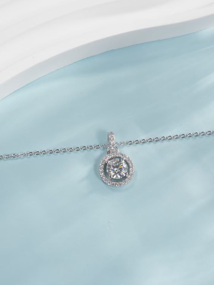 D Color 1 Carat Moissanite Pendant Necklace – Elegant 925 Sterling Silver Jewelry