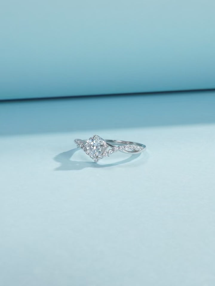 Elegant Crown Moissanite Engagement Ring – D Color 925 Sterling Silver