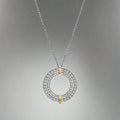 18K Celestial T Edge Circle Diamond Pendant Necklace