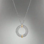 18K Celestial T Edge Circle Diamond Pendant Necklace